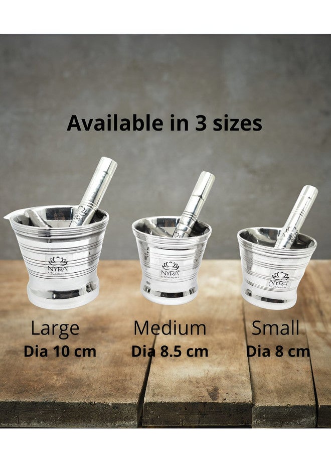 Nyra Kitchenware Silver Stainless Steel Mortar & Pestle Set - Image 3